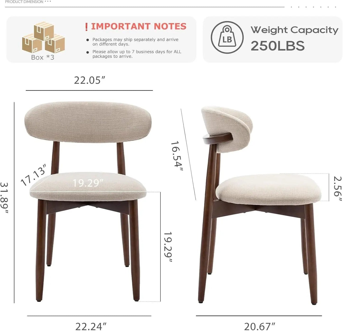 Beige Upholstered Contemporary Wood Dining Chair Set from PriceLows™
