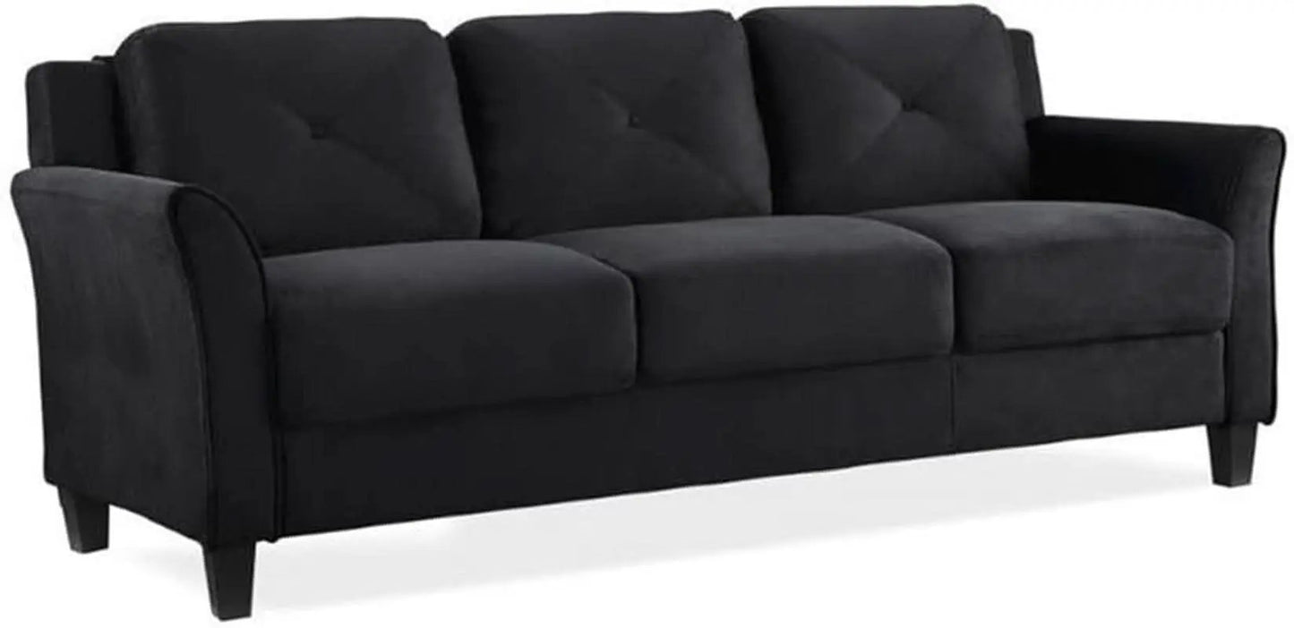 2 Piece Living Room Sofa And Loveseat Set In Black Microfiber Upholstery With 67.3 Inch Total Seat Width from PriceLows™