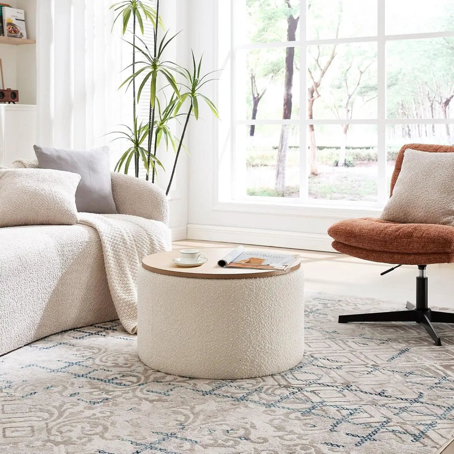 21 Inch Round Ottoman With Ample Storage Compartment from PriceLows™