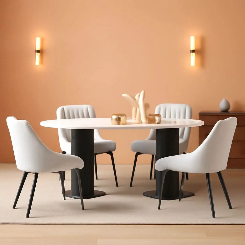 White Upholstered Dining Chairs With Thick Cushions from PriceLows™