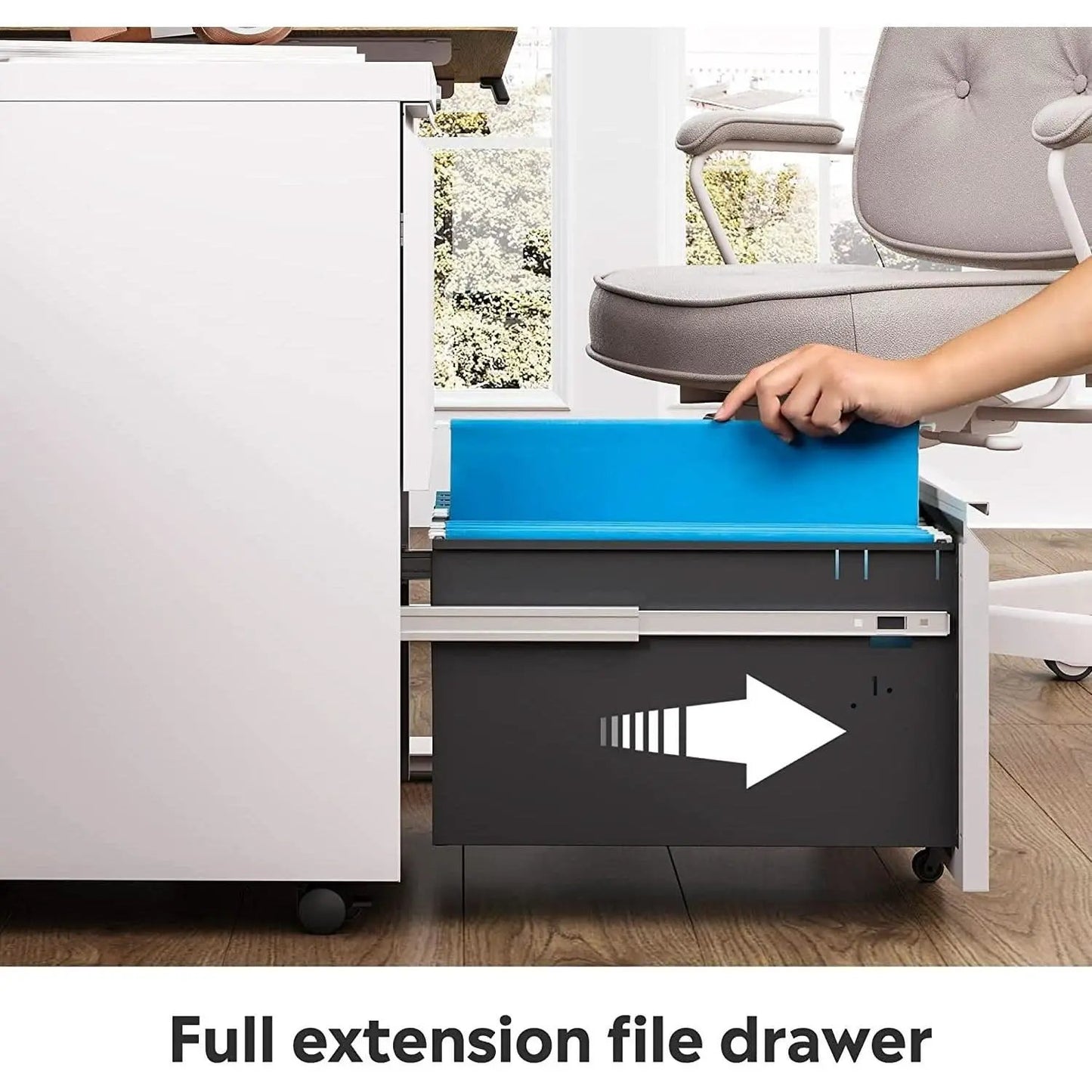 White Lockable File Cabinet With 2 Drawers Under Desk from PriceLows™