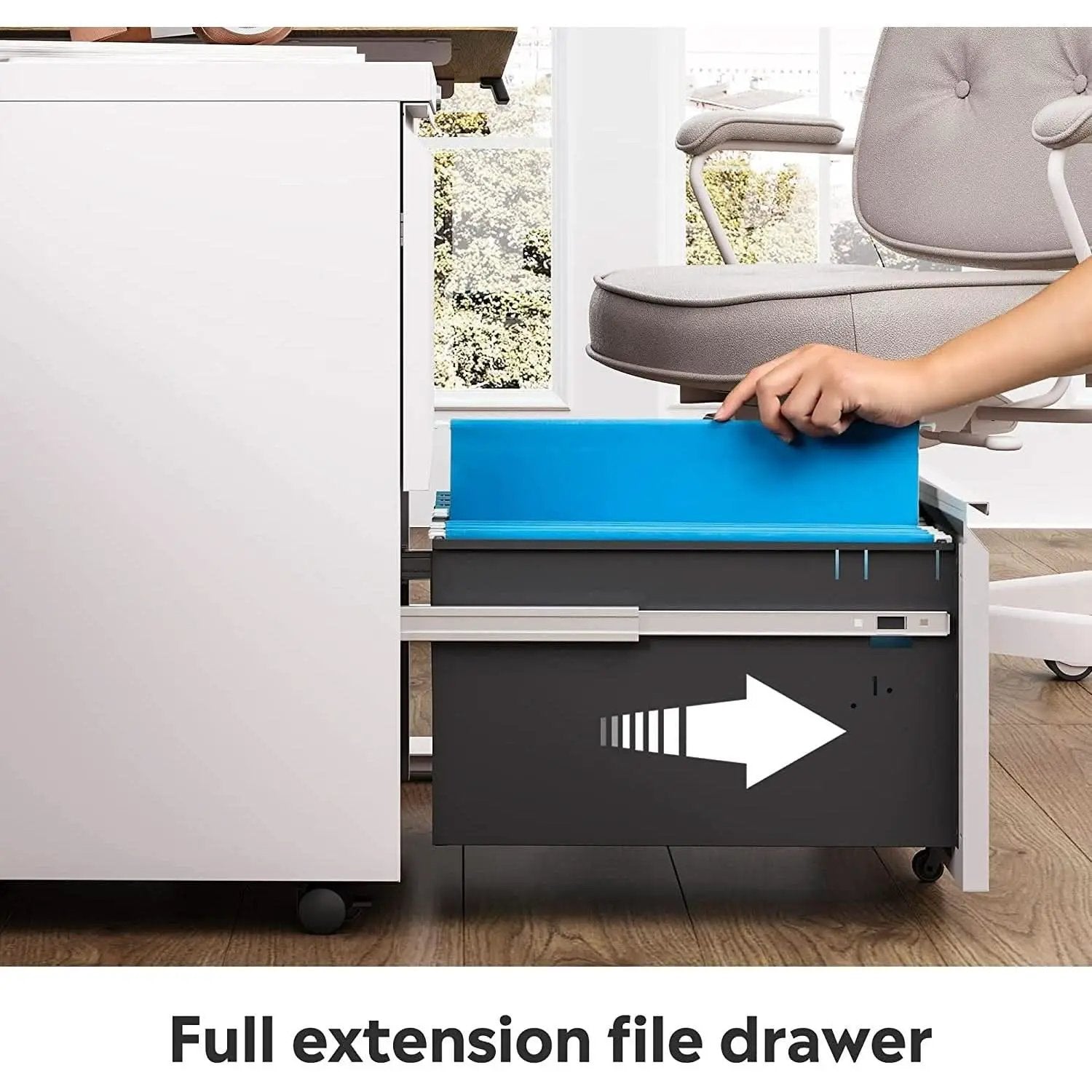 White Lockable File Cabinet With 2 Drawers Under Desk from PriceLows™