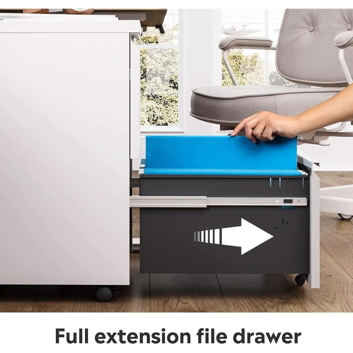White Metal Mobile Filing Cabinet With Lock And Drawers from PriceLows™