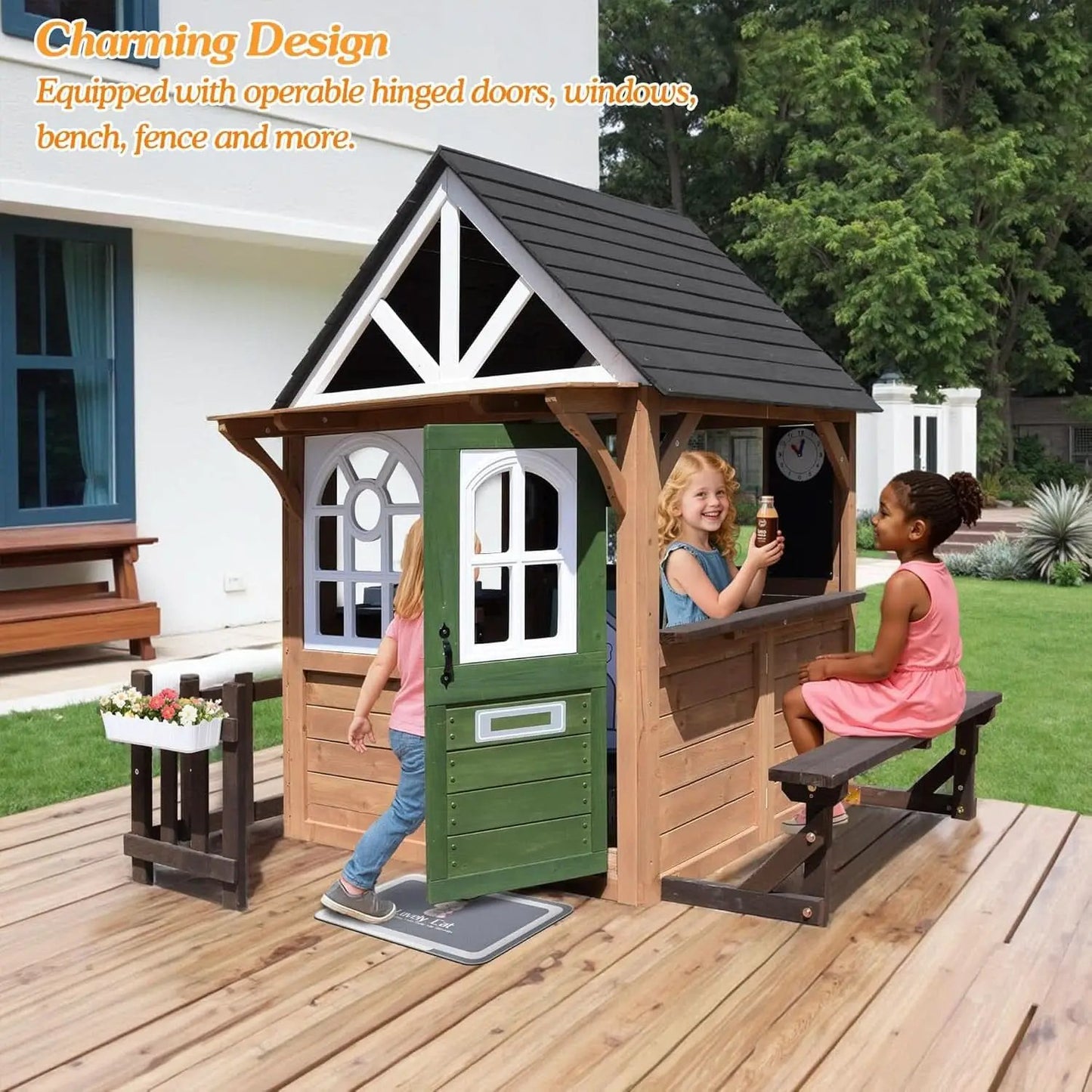 Premium Large Fir Wood Outdoor Playhouse DutchDoor from PriceLows™