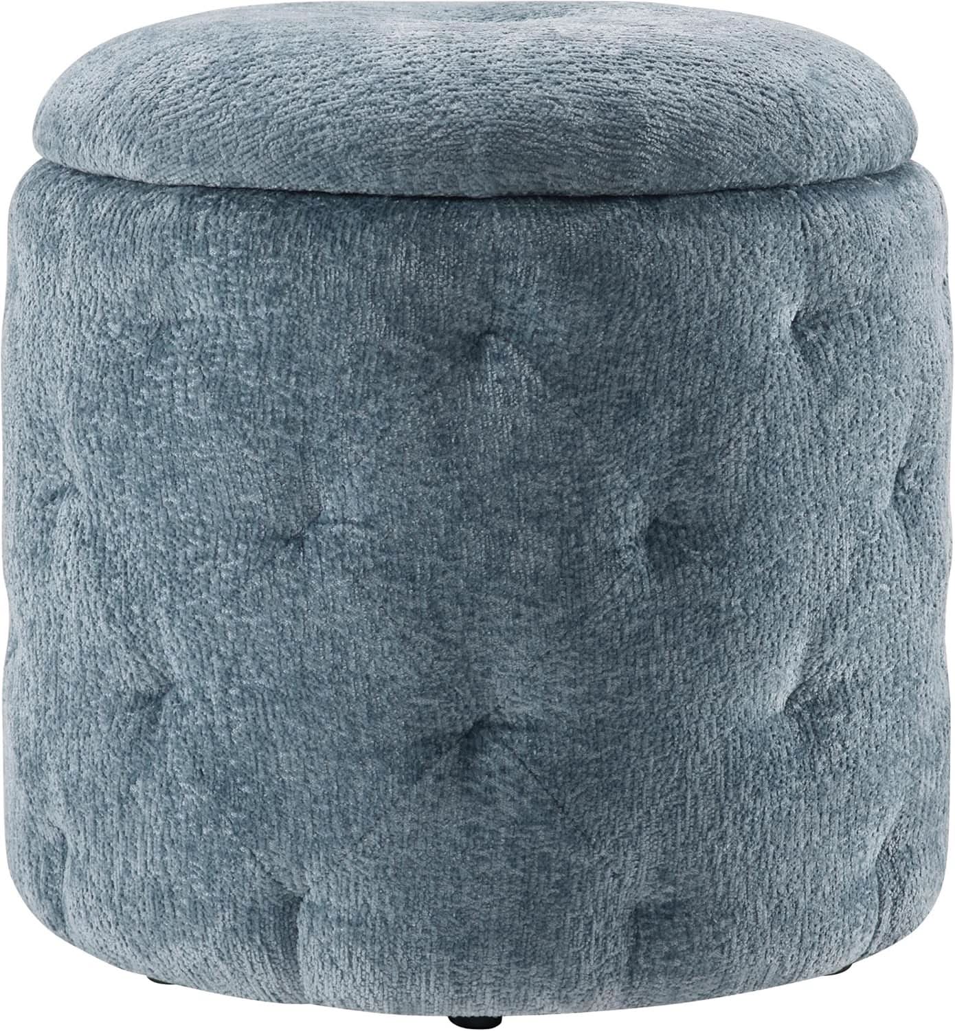 18.75 Inches Circumferential Sky Blue Storage Ottoman from PriceLows™