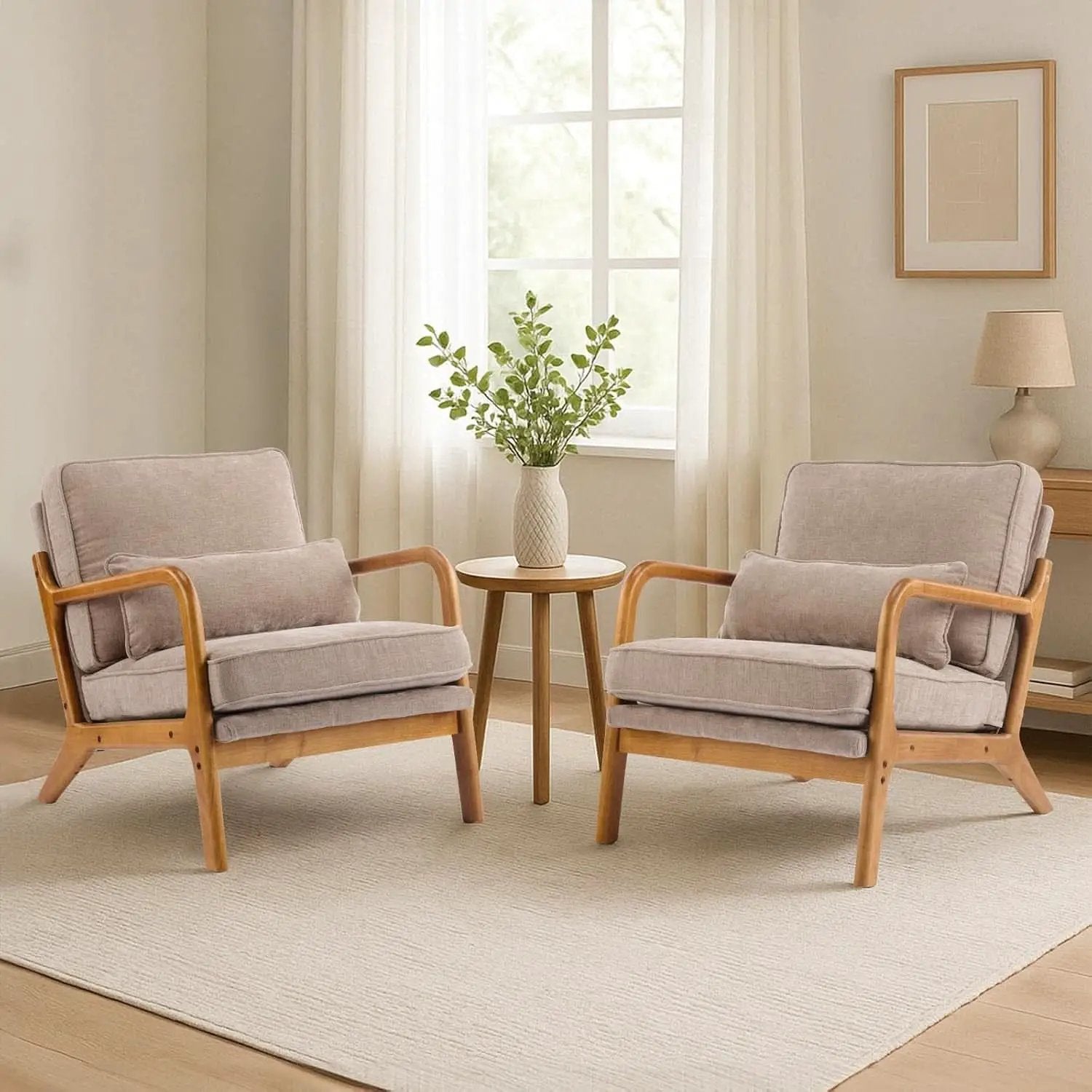 Khaki Ergonomic Lumbar Pillow Contemporary Armchair from PriceLows™