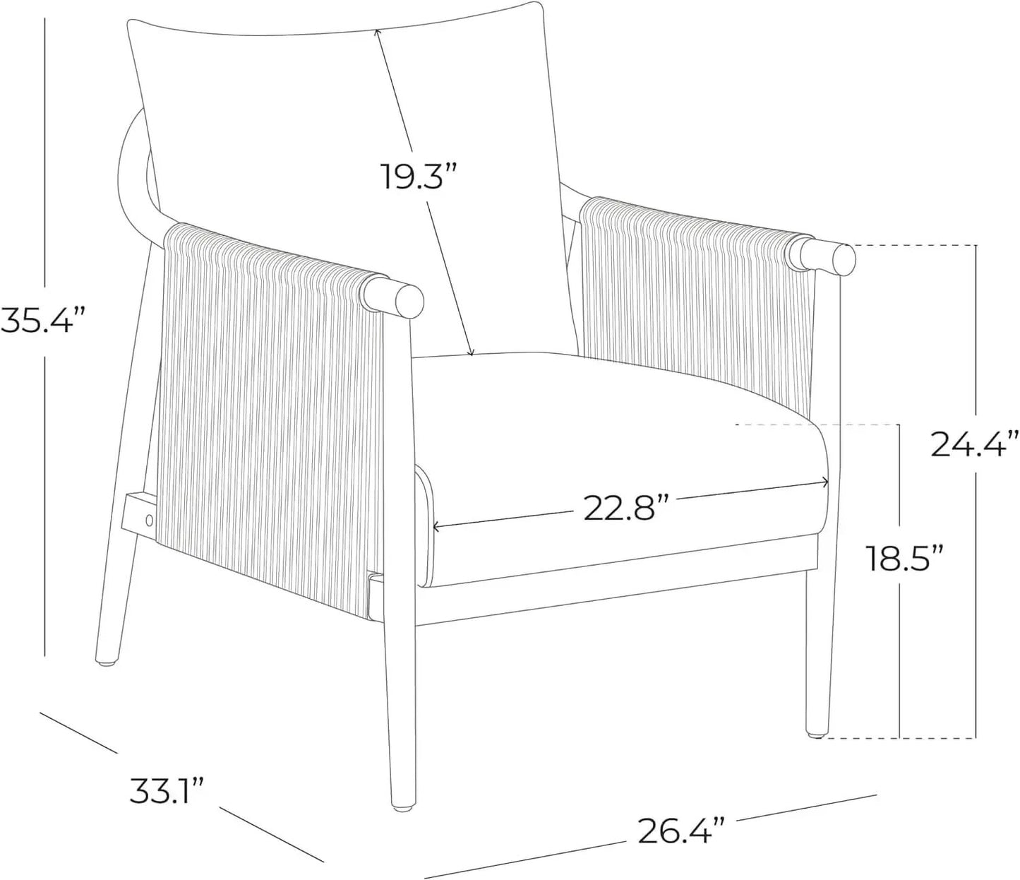 Cream Braided Accent Armchair With Wooden Armrests from PriceLows™