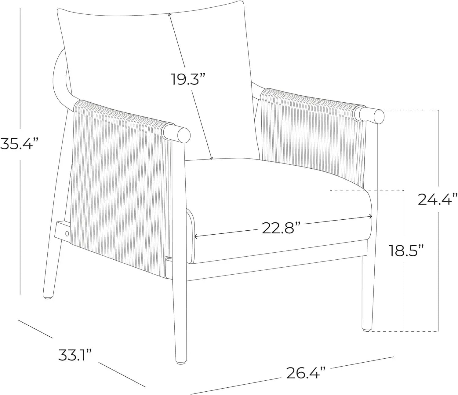 Cream Braided Accent Armchair With Wooden Armrests from PriceLows™