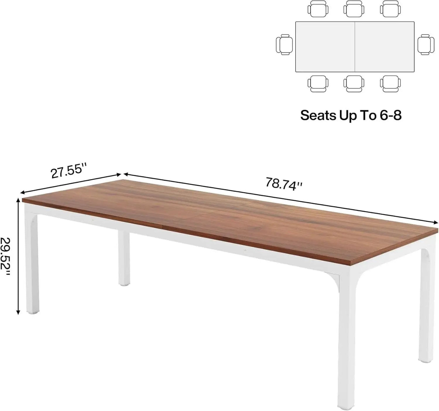78 Inch Rustic Walnut Dining Table For 6 To 8 People from PriceLows™