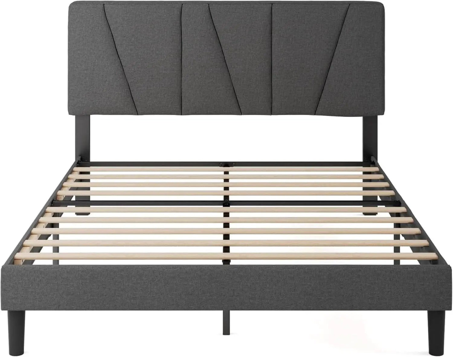Queen Size Upholstered Bed Frame With Asymmetric Headboard from PriceLows™