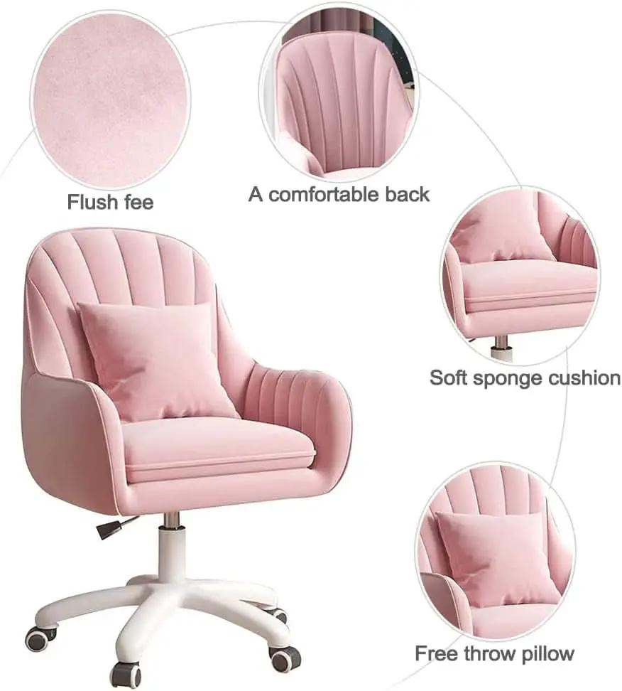 Velvet Home Office Chair With Tufted Mid Back And Height Adjustment from PriceLows™