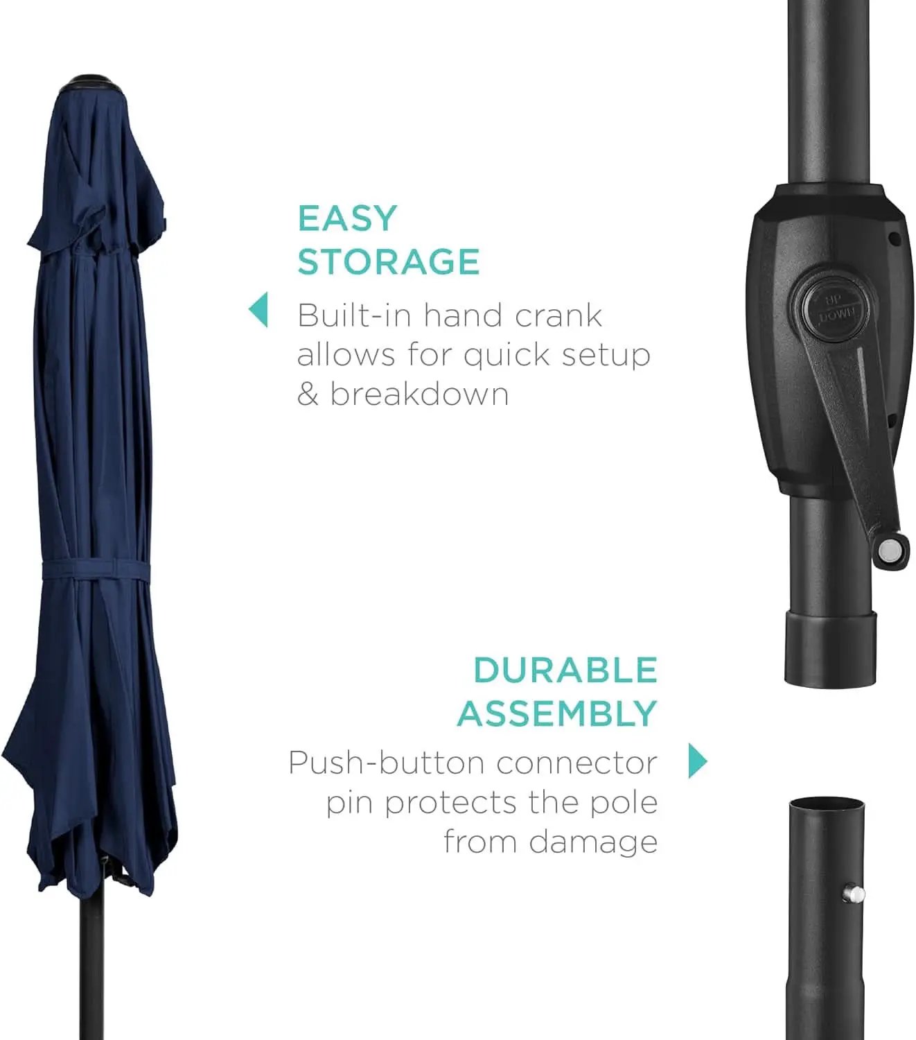 7.5ft Navy Patio Umbrella Tilt Crank Steel Pole Outdoor from PriceLows™