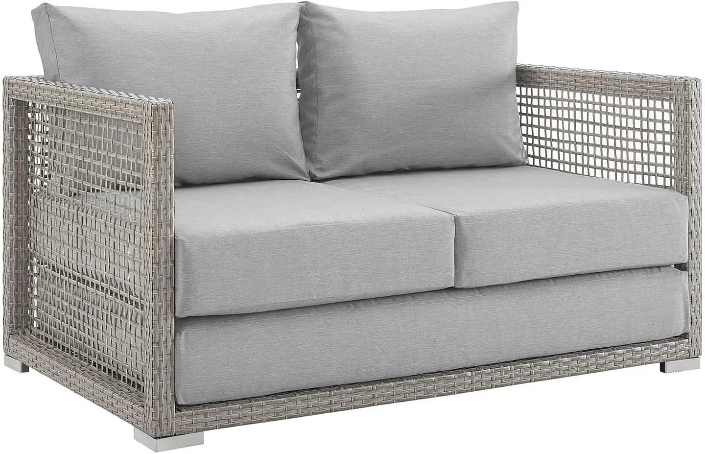 Modern Gray Wicker Rattan Loveseat for Outdoor Spaces from PriceLows™