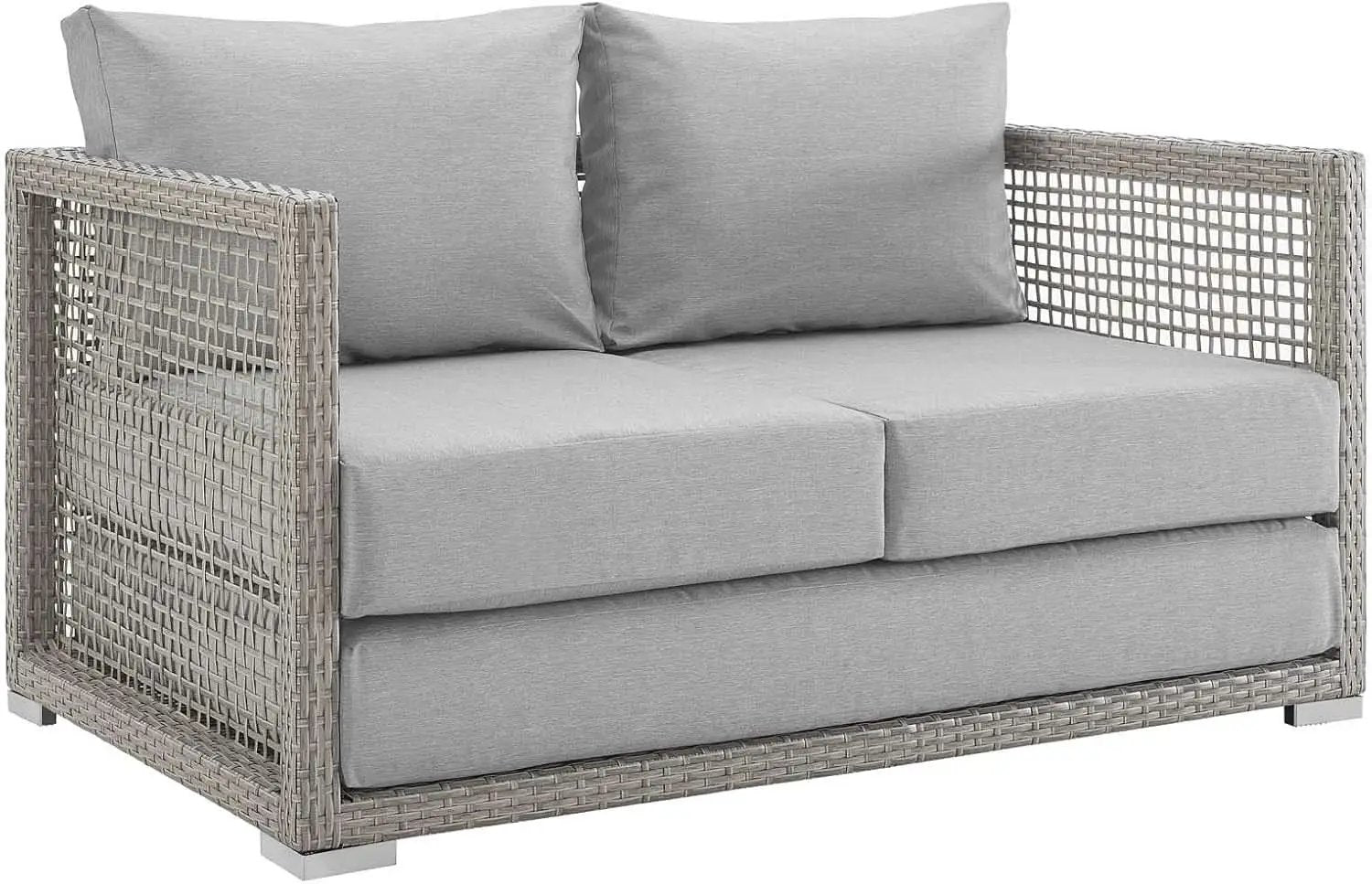 Modern Gray Wicker Rattan Loveseat for Outdoor Spaces from PriceLows™