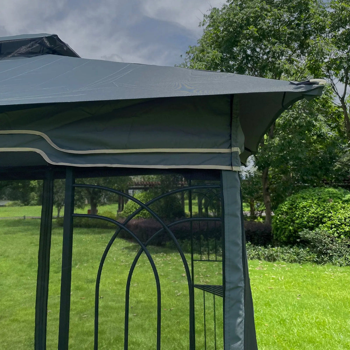 Patio Gazebo Tent | Ventilated Double Roof | Mosquito Net | Steel Frame