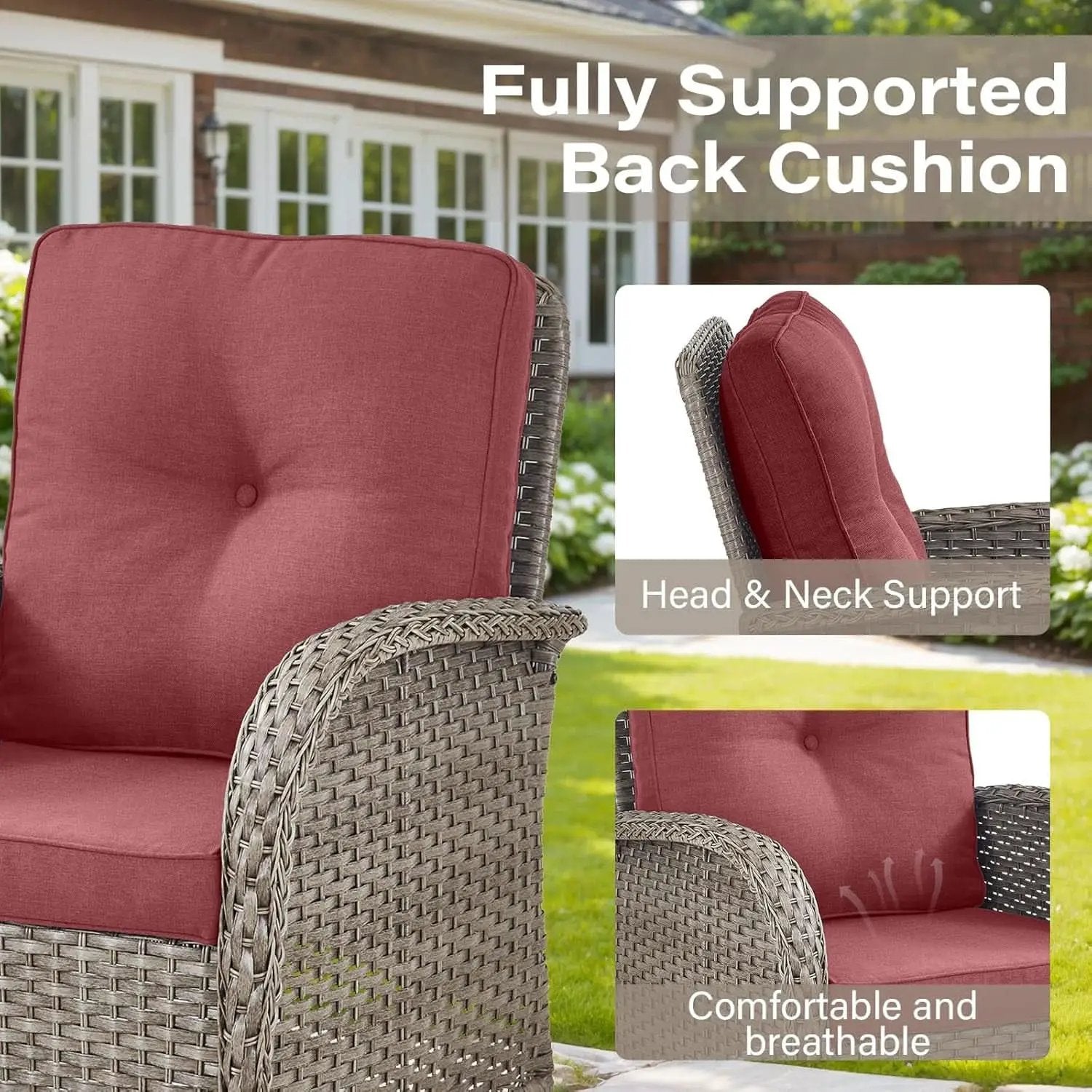 5 Piece Patio Rocking Chairs Set With Wicker Ottomans from PriceLows™