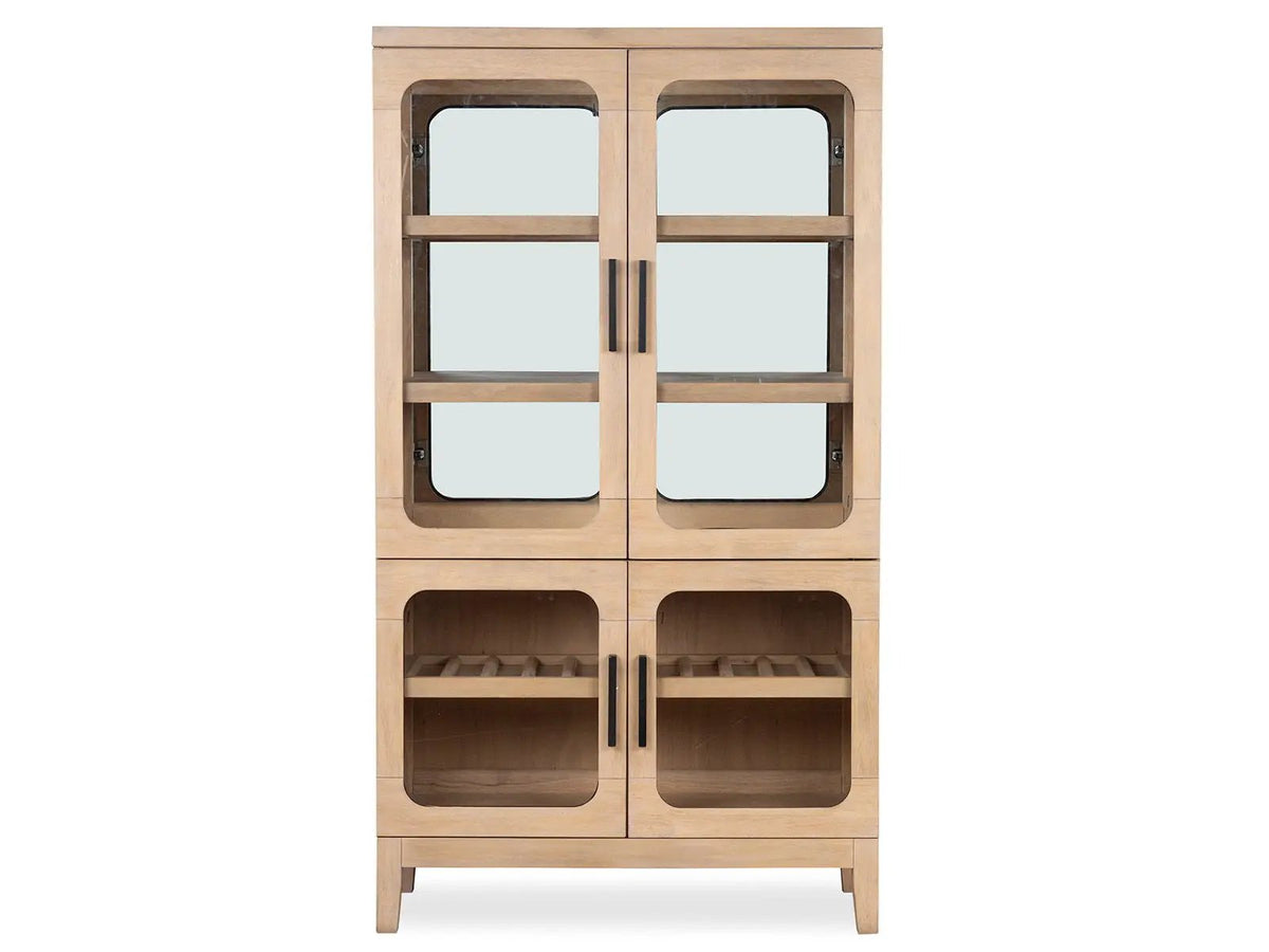 Somerset Buffet Curio | Butternut And Omari Natural Finish | Four Glass Doors | Knotty White Oak Veneer