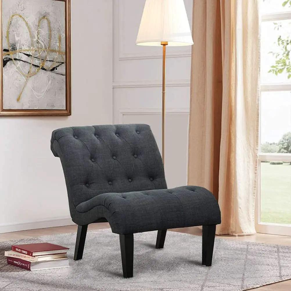 Button Tufted Slipper Chair For Compact Living Room Decor from PriceLows™