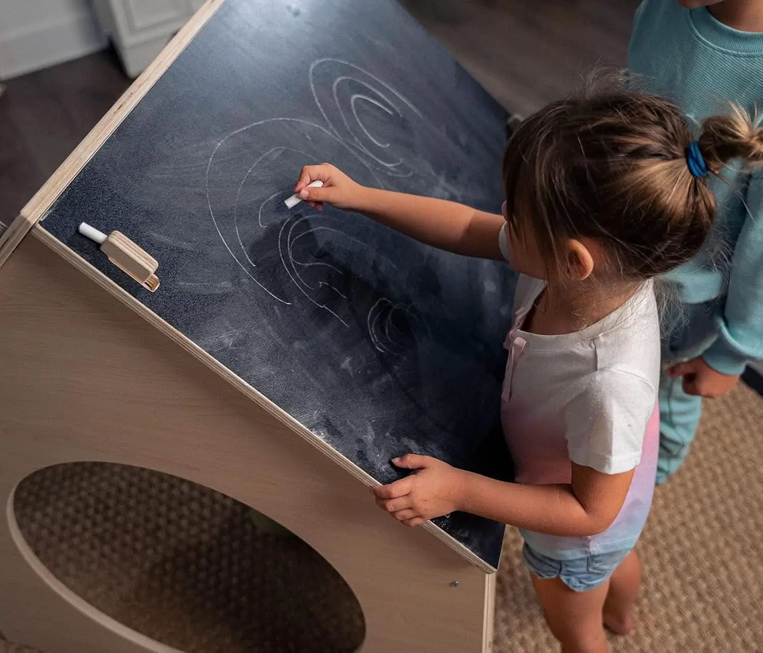 Indoor Montessori Wooden Playhouse With Chalkboard from PriceLows™