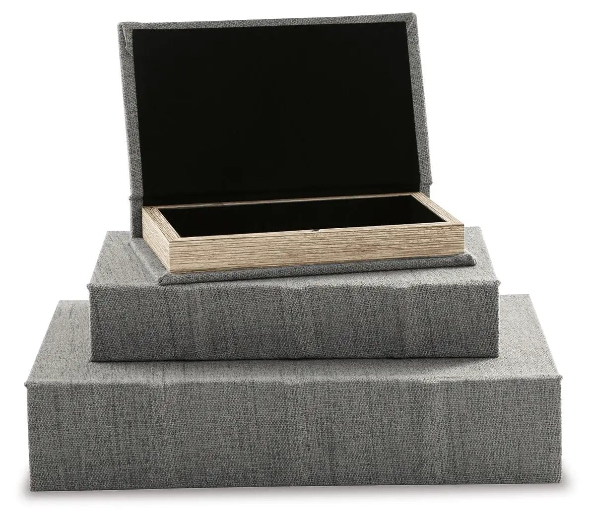Jolina Keepsake Box Set | Set Of 3 | Linen Cover | Black Velvet Lining