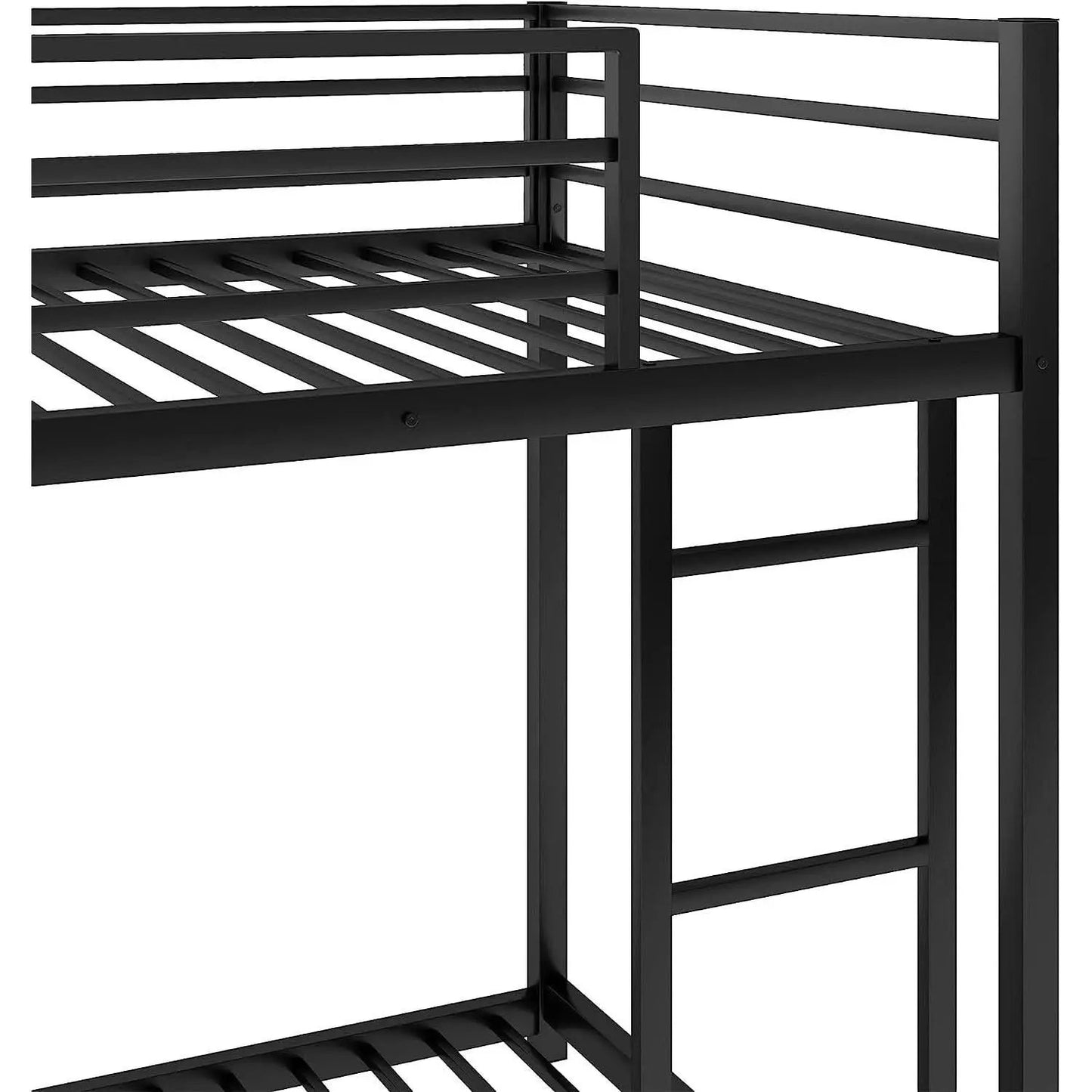 Black Twin Metal Bunk Bed With Guard Rails And Ladder from PriceLows™
