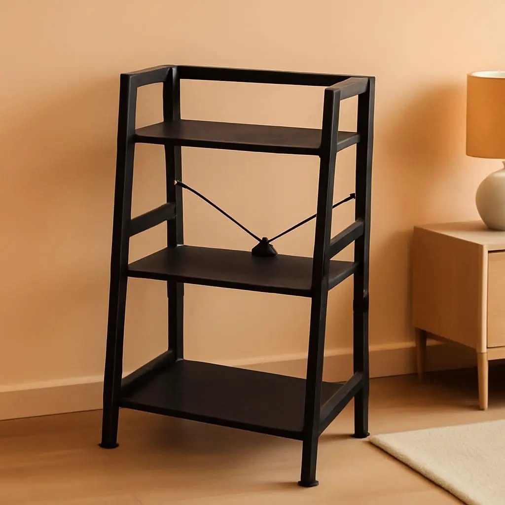 3 Tier Bookshelf Black Steel Frame For Living Room from PriceLows™
