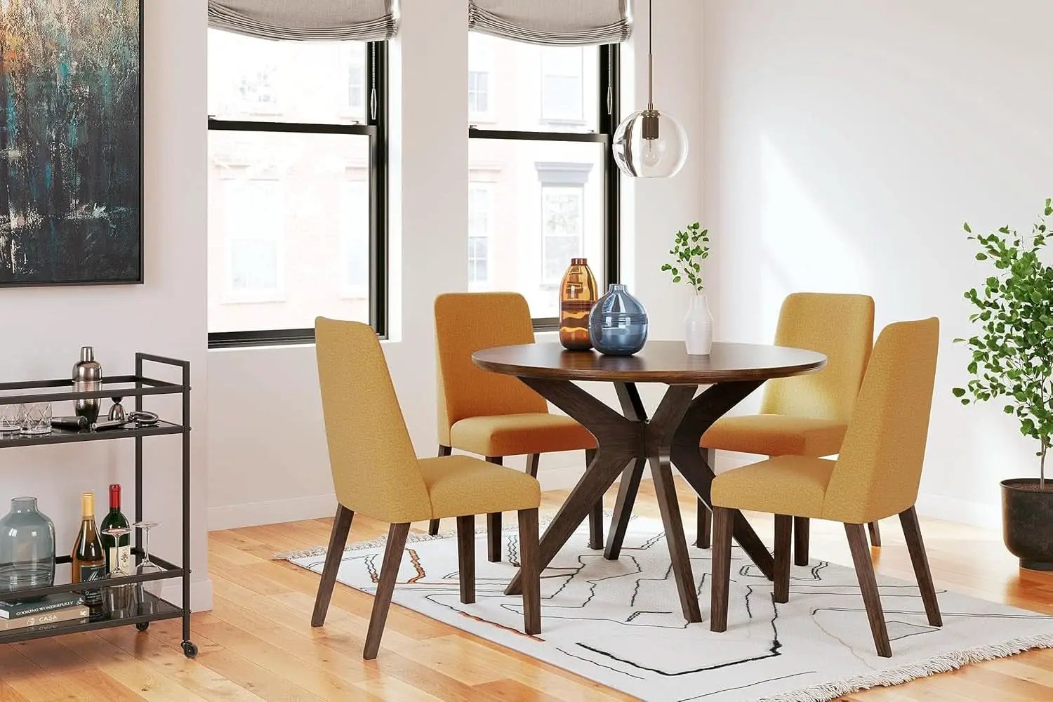 Lyncott Upholstered Dining Chair Yellow And Brown Foam Cushion from PriceLows™