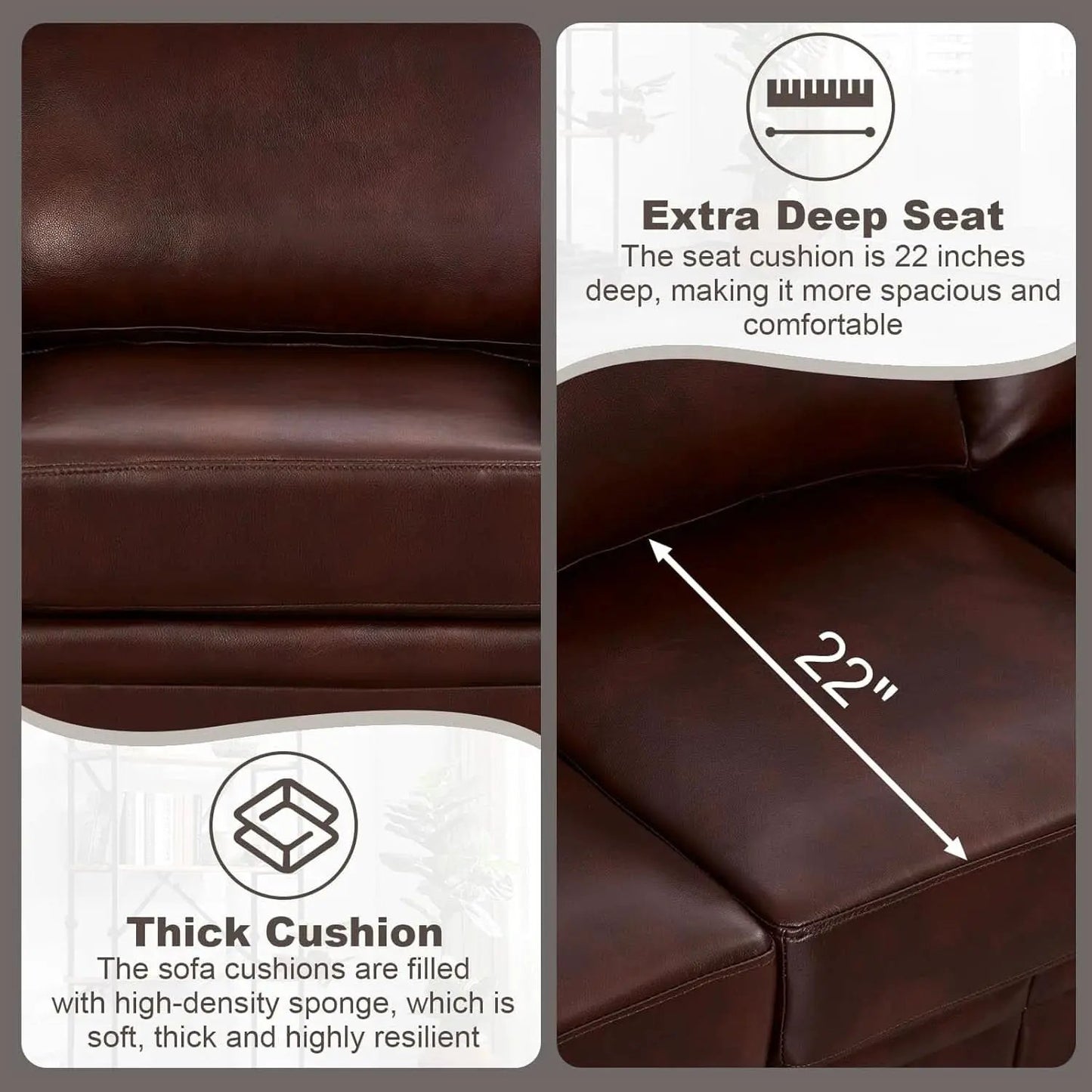 3 Piece Faux Leather Sofa Set With Storage In Burgundy Mid Century Modern Living Room from PriceLows™