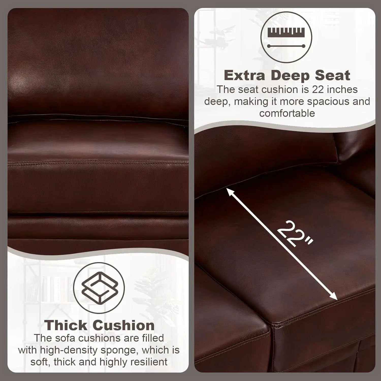 3 Piece Faux Leather Sofa Set With Storage In Burgundy Mid Century Modern Living Room from PriceLows™