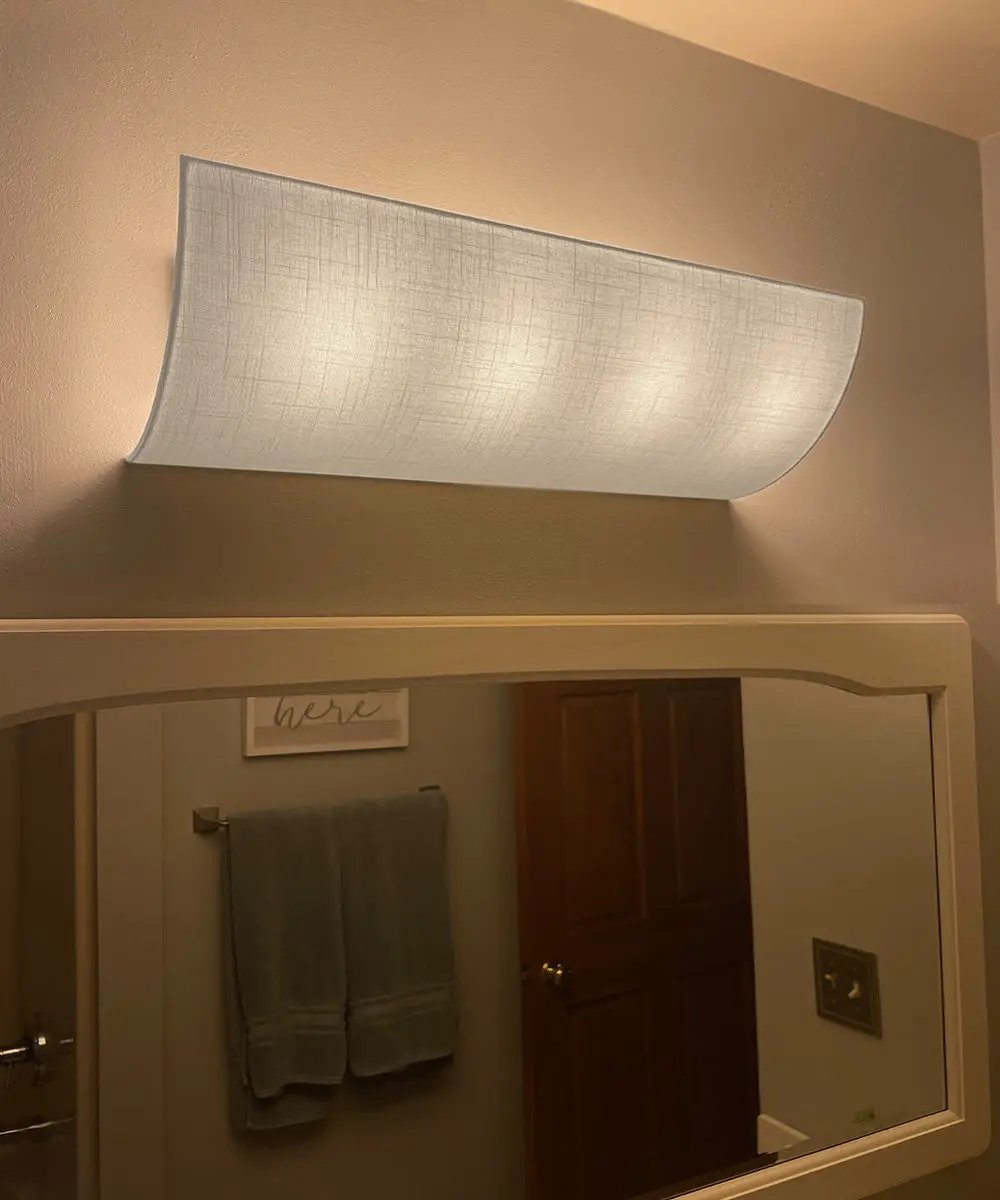 Modern Vanity Light Cover | 26 Inch Wide | White Fabric Shade | DIY Refresh