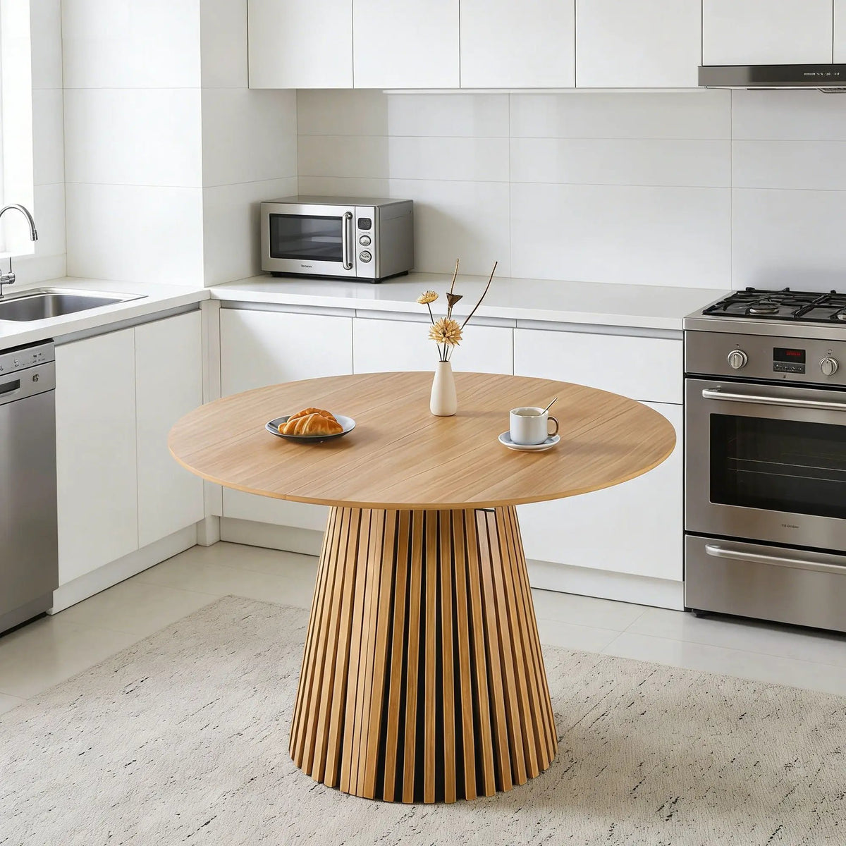 Extendable Dining Table | Pedestal Frame | Durable MDF Top | Warm Oak