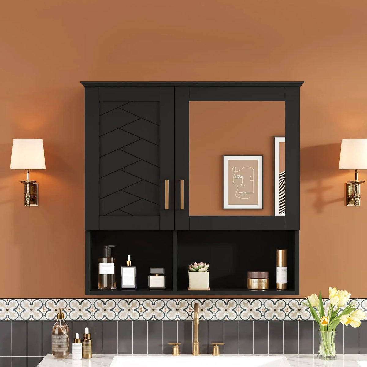 Wall Mounted Mirror Cabinet | Soft Close | Adjustable Shelves | HD Mirror