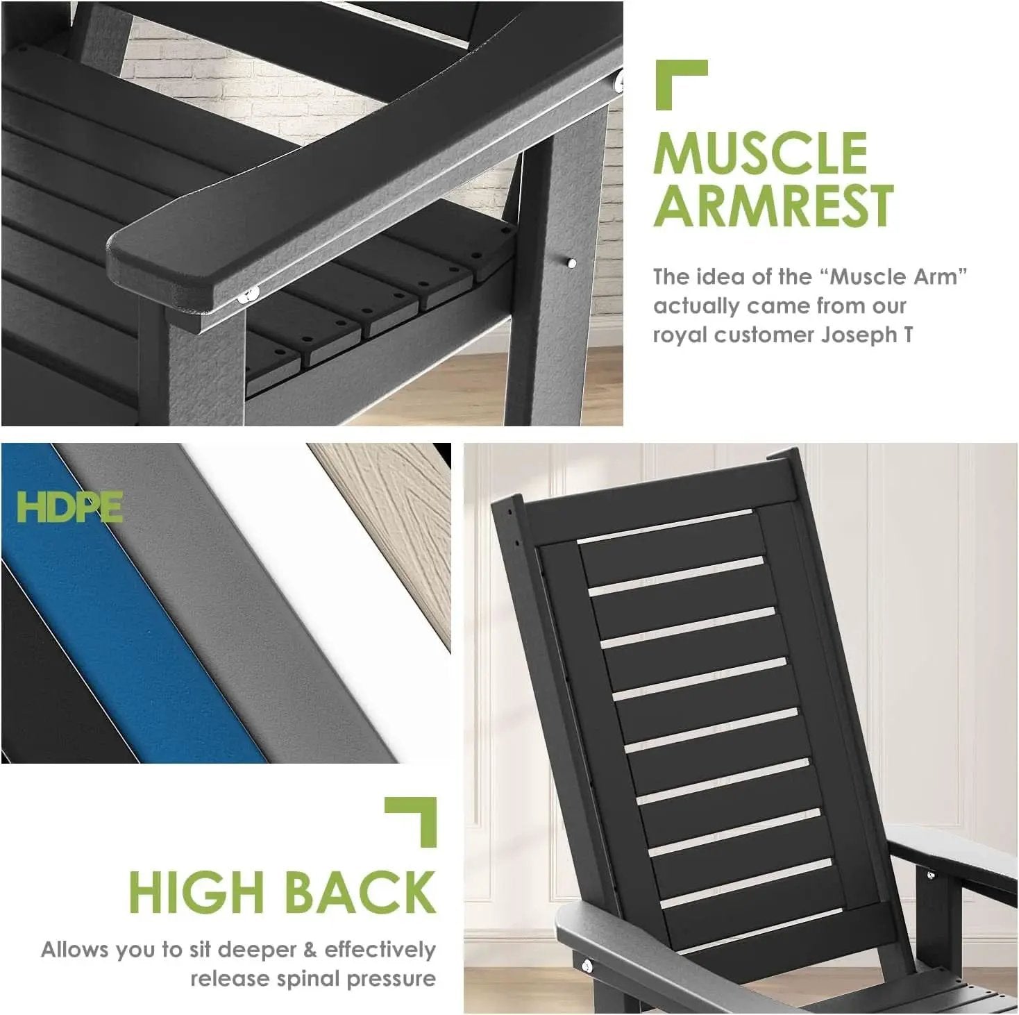Oversized Outdoor Rocking Chairs Set of Two Black from PriceLows™