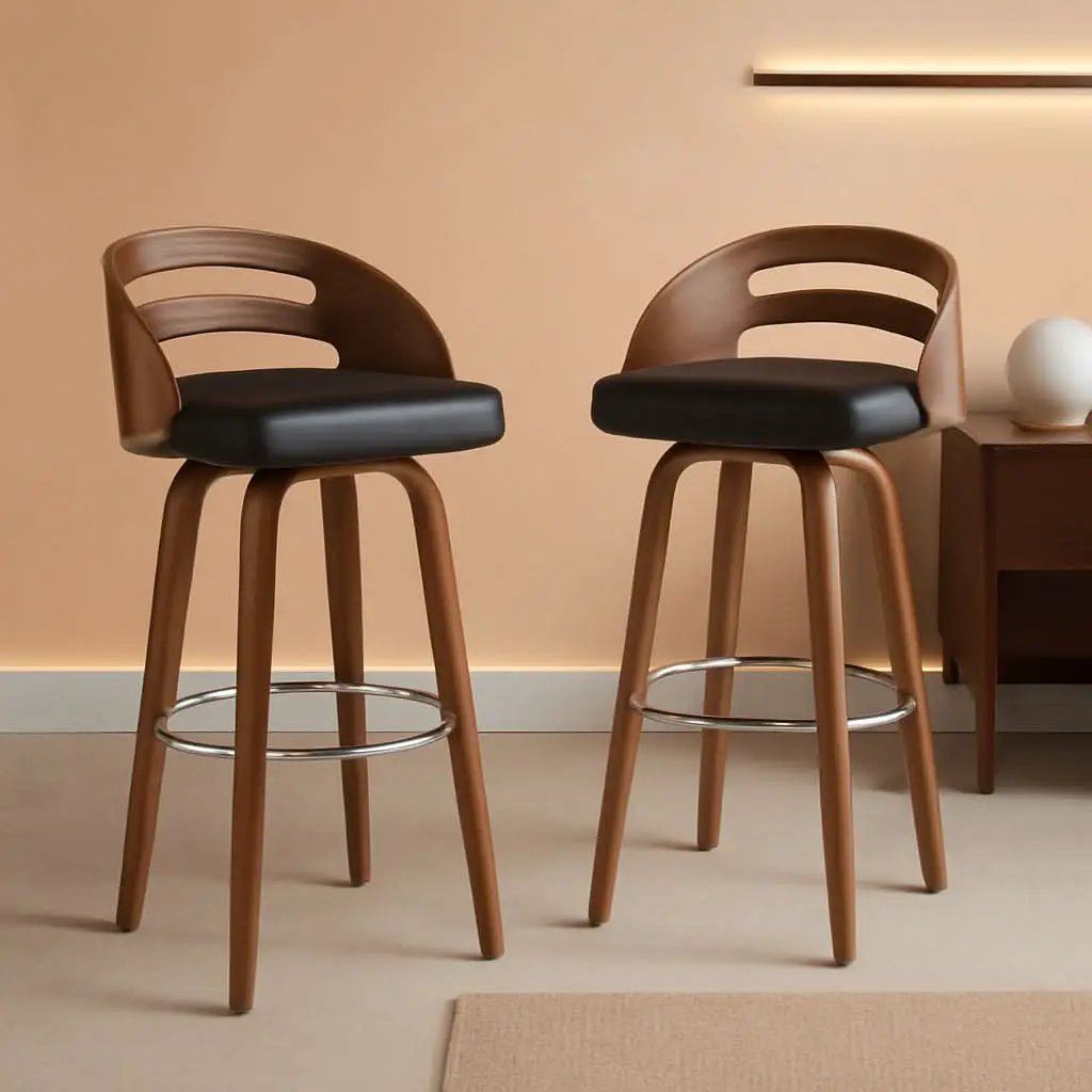 Bar Stools Set Of 2 Black Swivel For Home Bar Counter from PriceLows™