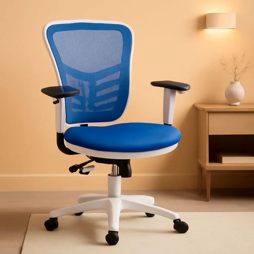 Blue Executive Office Chair With Adjustable Arms Comfort from PriceLows™