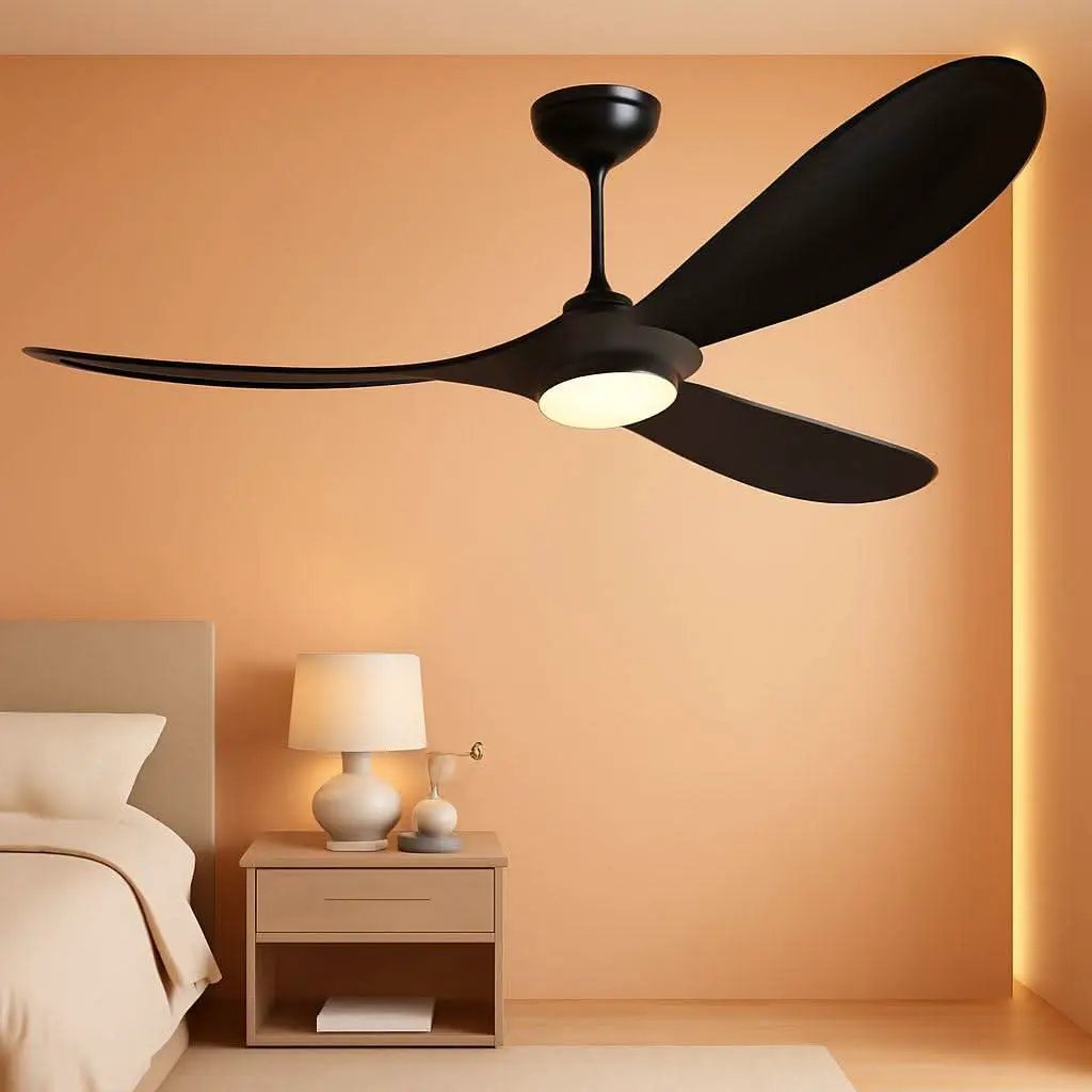 52 Inch Matte Black Wood Ceiling Fan With Remote Light from PriceLows™