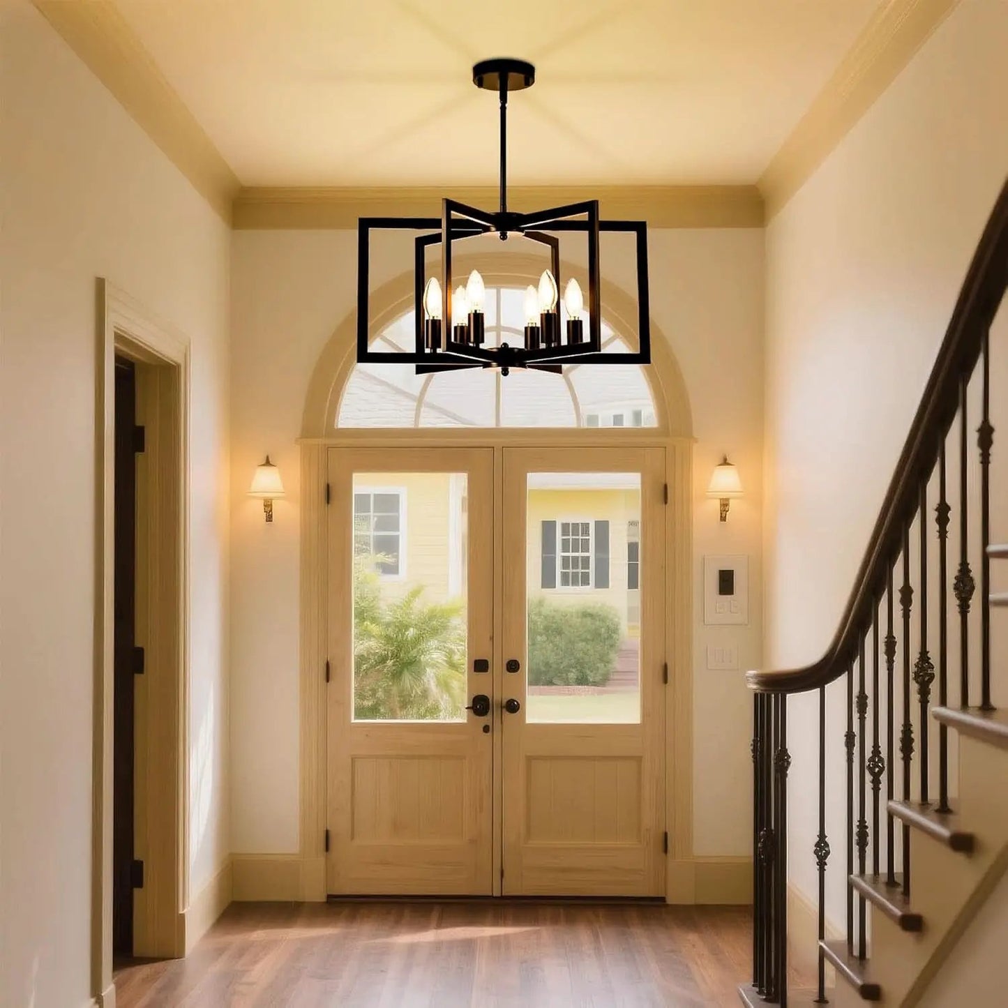 Black 6 Light Adjustable Pendant Chandelier For Dining Room from PriceLows™