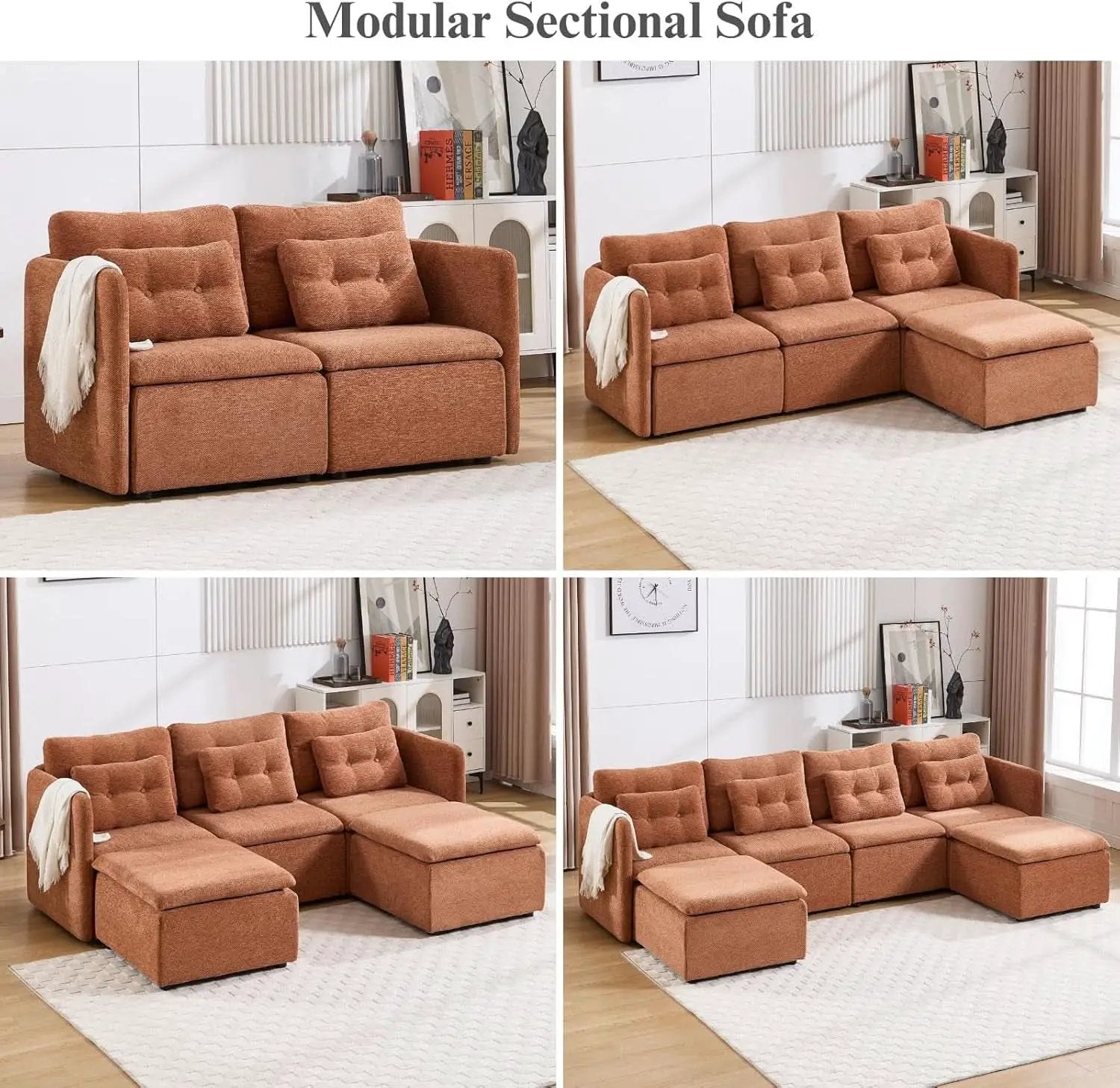 56 Inches Wide Chenille Sectional Loveseat Espresso from PriceLows™