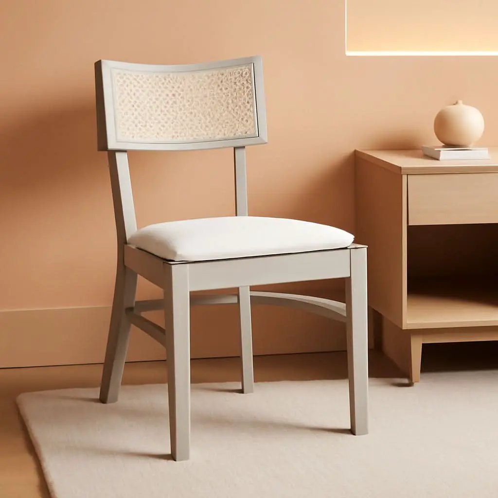 Coastal Grey Cane Seat Cushion Dining Chair For Kitchen from PriceLows™