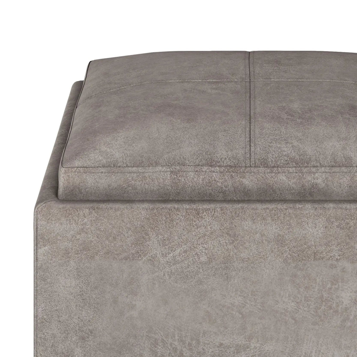 Rockwood Upholstered Cube Ottoman | Flip Over Serving Tray | Large Interior Storage | 16.9 Inch Cube