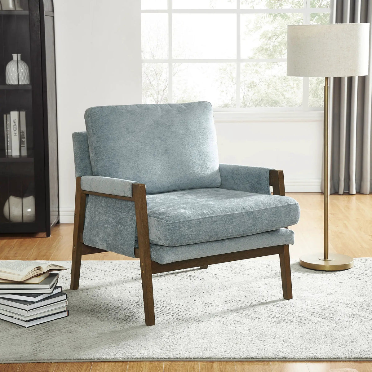 Kelly Mid-Century Velvet Armchair | Blue | Modern Accent Style | Durable Build