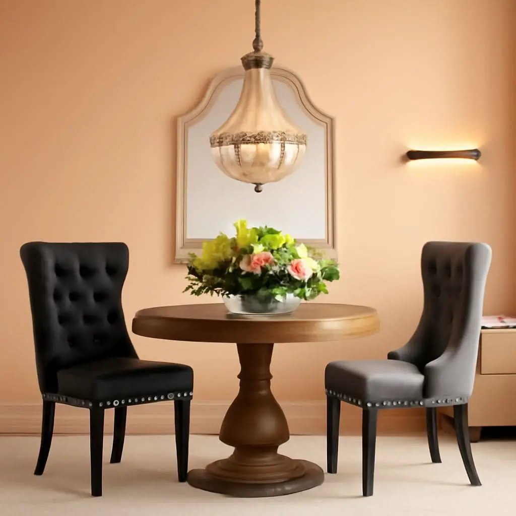 Leather Dining Chairs Set of 2 Black Nailhead Trim from PriceLows™