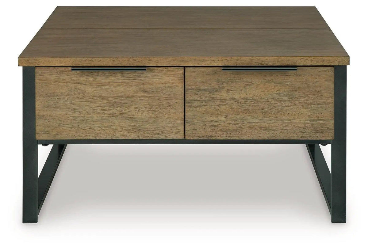 Montia Cocktail Table | Light Wood-Tone Finish | Contrasting Frame | Mixed-Material Look