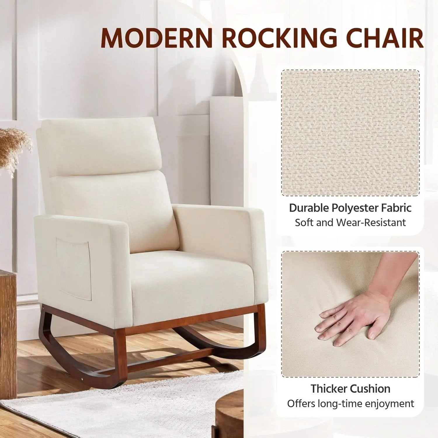 Rocking Recliner Chair With Side Pocket And Adjustable from PriceLows™