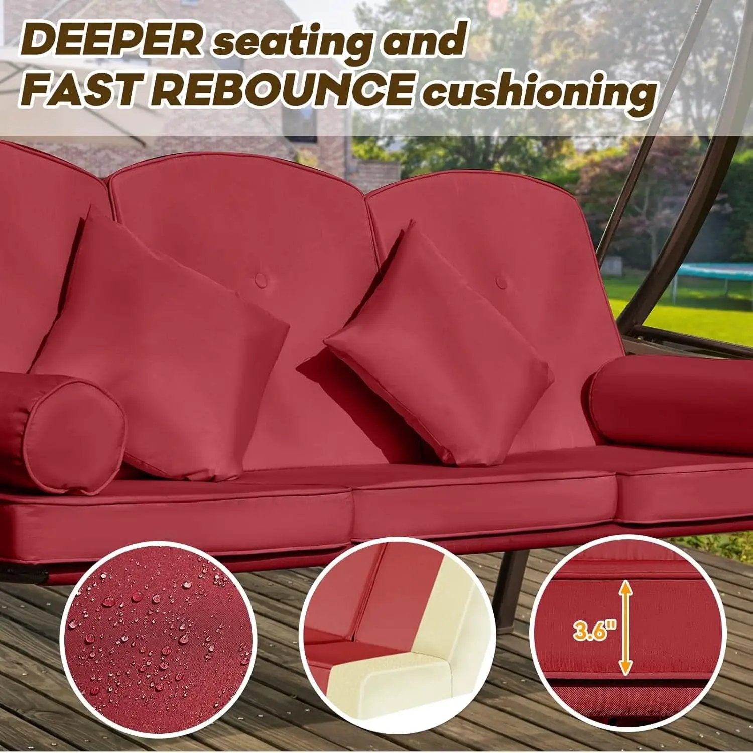 Three In One Outdoor Porch Swing With Canopy from PriceLows™
