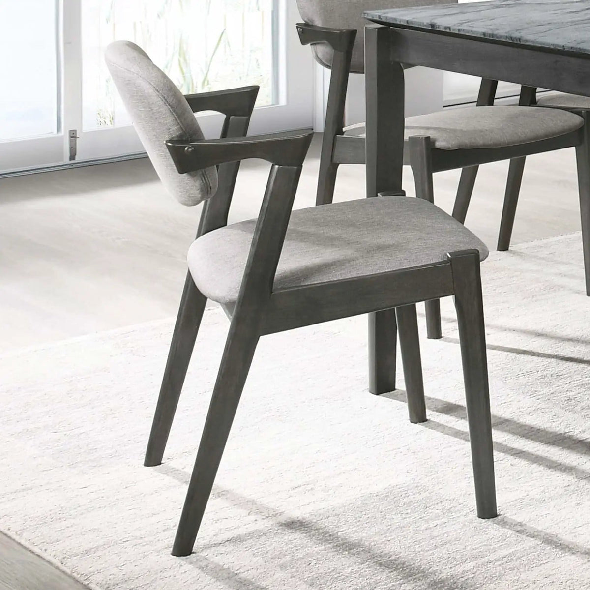Stevie Padded Wood Dining Arm Chair Black (Set of 2) | 20.25 x 22.75 x 30 in | Fabric & Wood | Dining Room