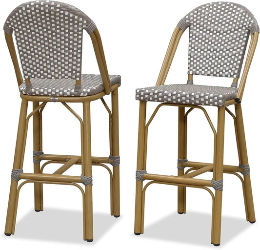 French Style Rattan Bar Stools Set for Outdoor Spaces from PriceLows™
