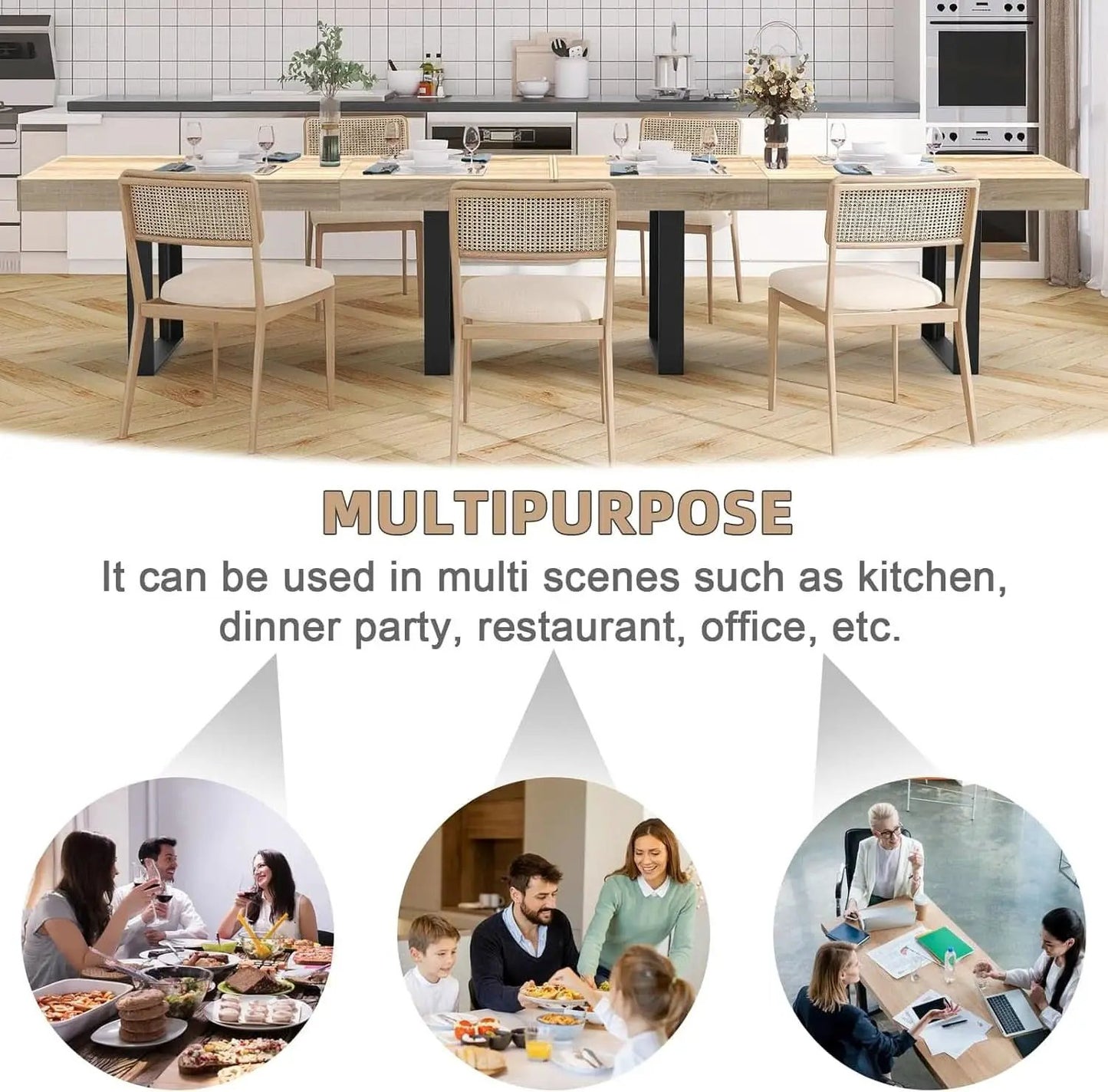 63-79 Inch Extendable Dining Table Rustic Oak Finish from PriceLows™