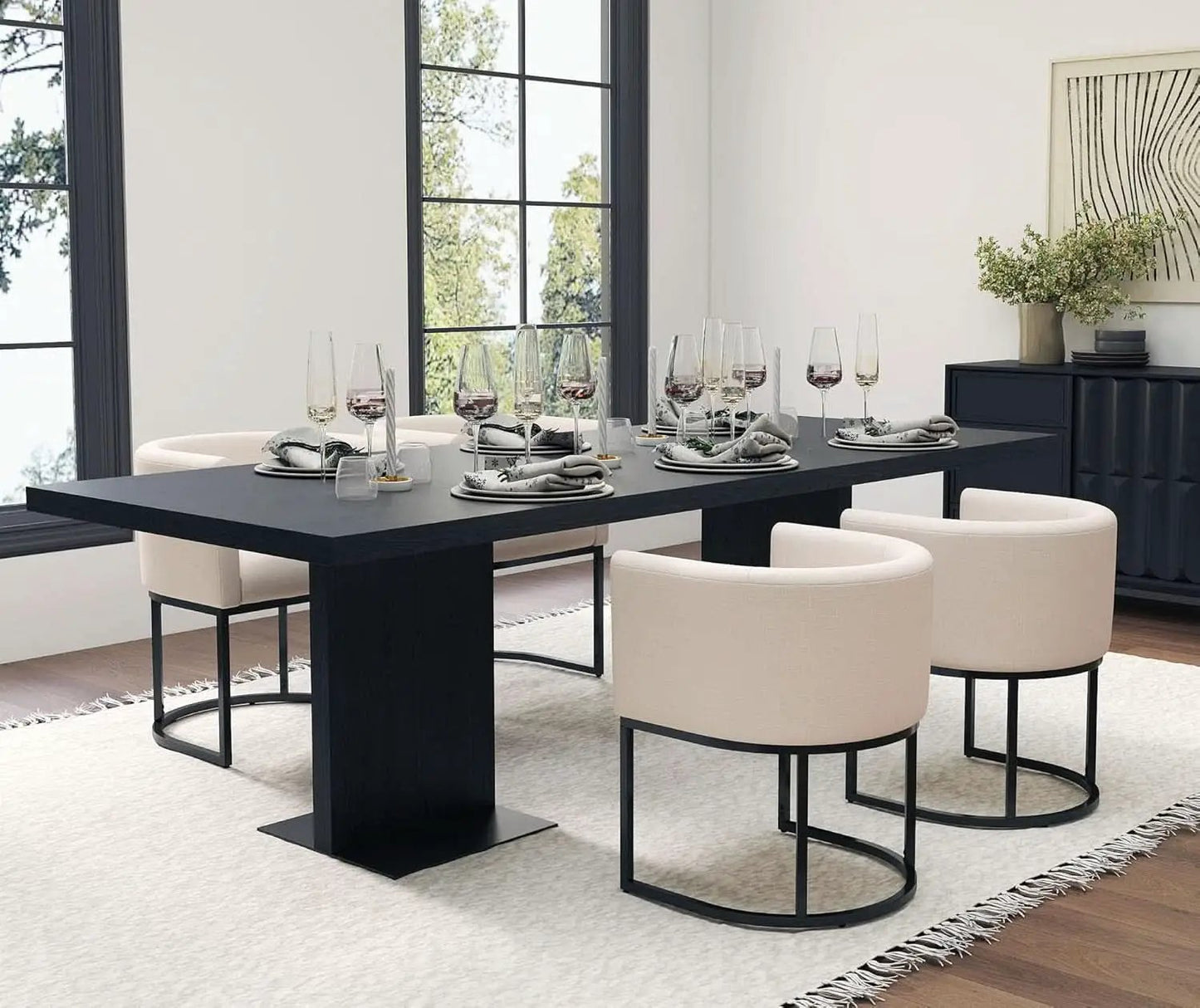 Cream Upholstered Barrel Dining Chairs 18.5-Inch Wide from PriceLows™