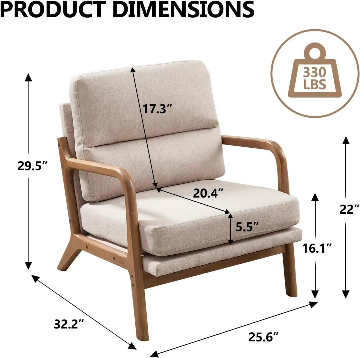 Mid Century Armchair With Premium Velvet Upholstery from PriceLows™